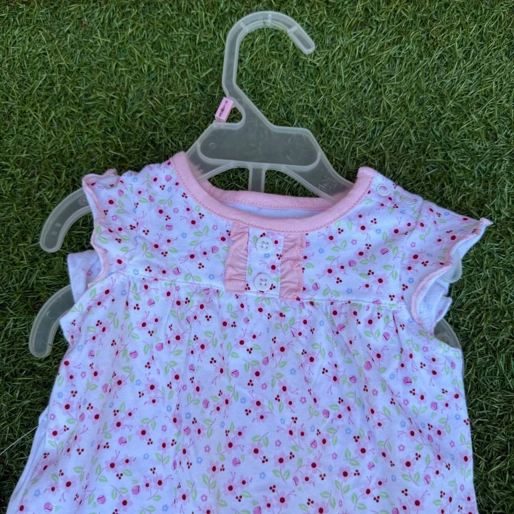 Vtg NWT Y2K Faded Glory Rompers Baby Girls 0/3 Months White‎ Floral Embroidered